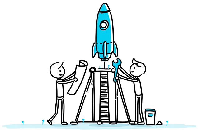 An illustration of a team launching a growth plan together